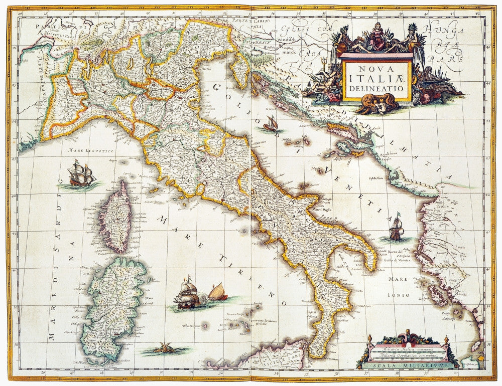 Historical Map of Italy (1631) by Johannes Blaeu - Fine Art Print