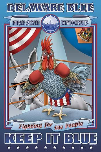 Fighting Blue Hens Boxing Ring Print by Richard Kelly