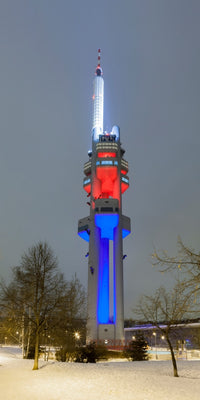 Zizkov Television Tower at Night Fine Art Print by Panoramic Images