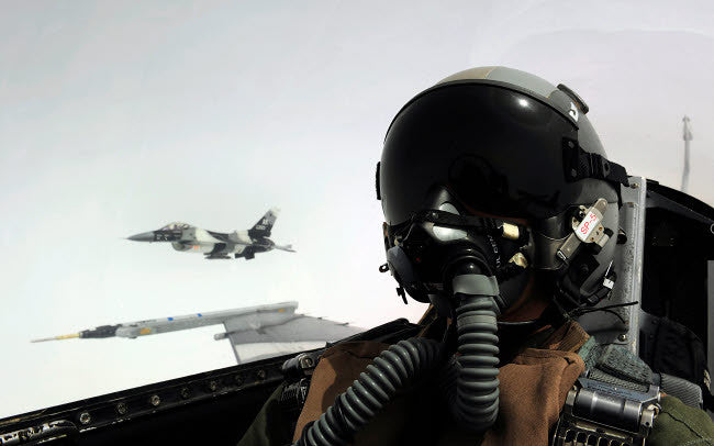 US Air Force Pilot Self-Portrait with F-16 Aggressor Print by Stocktrek Images