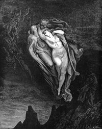 Dante: The Inferno - Paolo and Francesca Wood Engraving Print by Gustave Dore