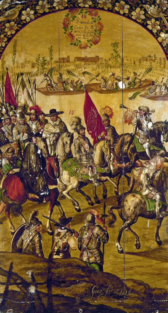 Hernando Cortes Entering Mexico Fine Art Print by Miguel Gonzalez