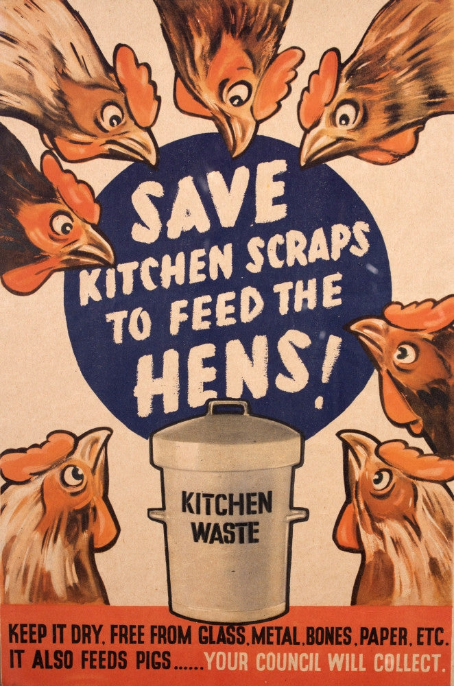 Save Kitchen Scraps to Feed The Hens Poster Print by Mary Evans