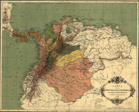 1886 Map of the Republic of Colombia Fine Art Print