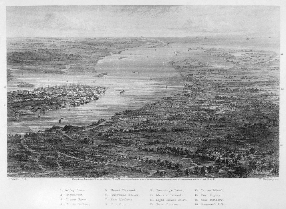 Charleston, 1863 - View of Charleston, South Carolina Steel Engraving Poster Print by Granger Collection