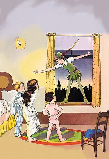 Peter Pan and Tinkerbell Window Scene Fine Art Print