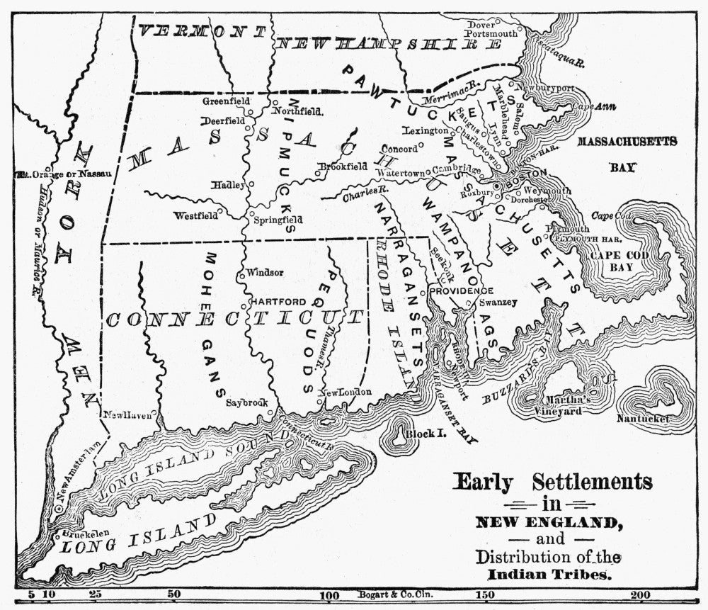 New England Colonies Map Poster Print by Granger Collection