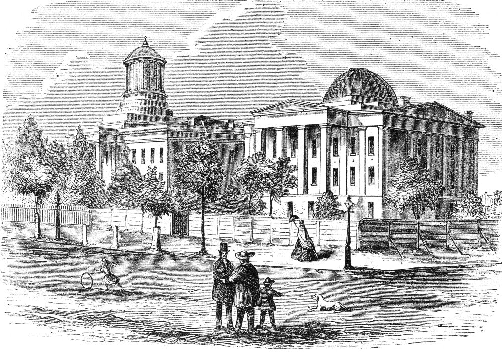 University of Louisville Wood Engraving Fine Art Print - C1850