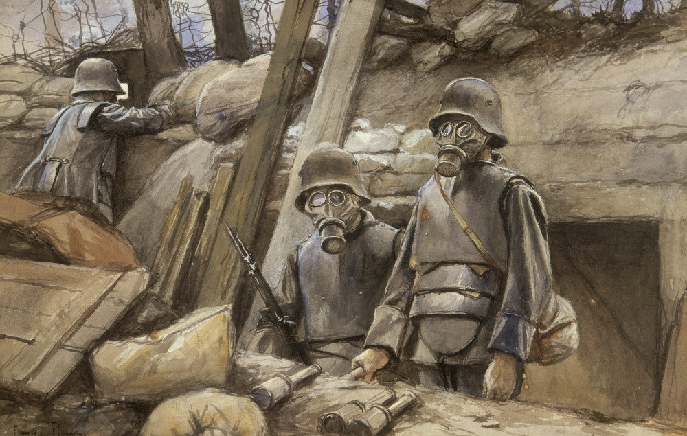 World War I Gas Masks Fine Art Print by Francois Flameng