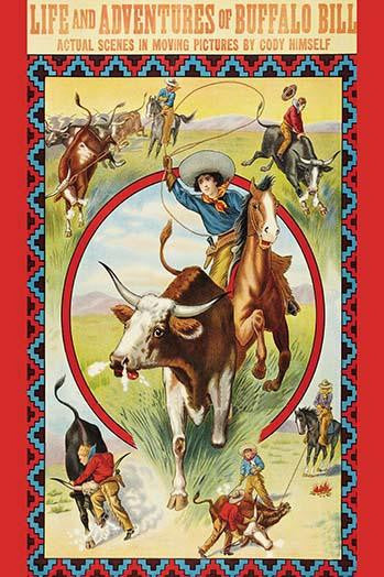 Buffalo Bill as a Youth Roping a Steer Fine Art Print