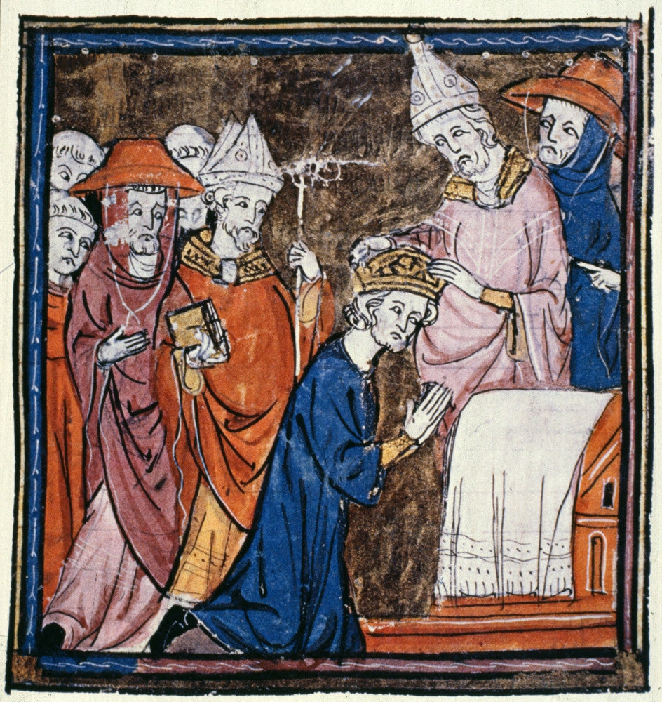 Charlemagne Coronation Manuscript Illumination Fine Art Print - 14th Century