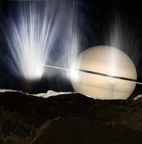 Enceladus Dawn Geysers Fine Art Print by Ron Miller