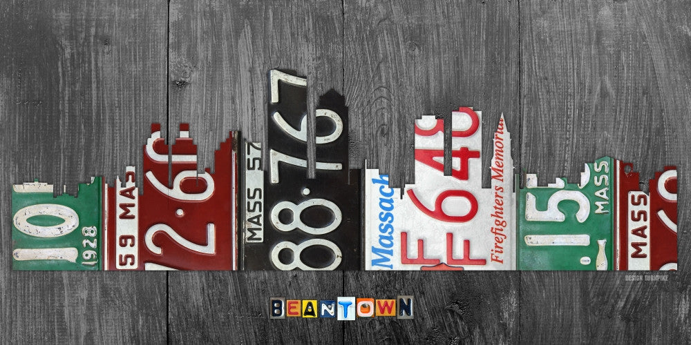 Boston Skyline License Plate Art Fine Art Print by Design Turnpike