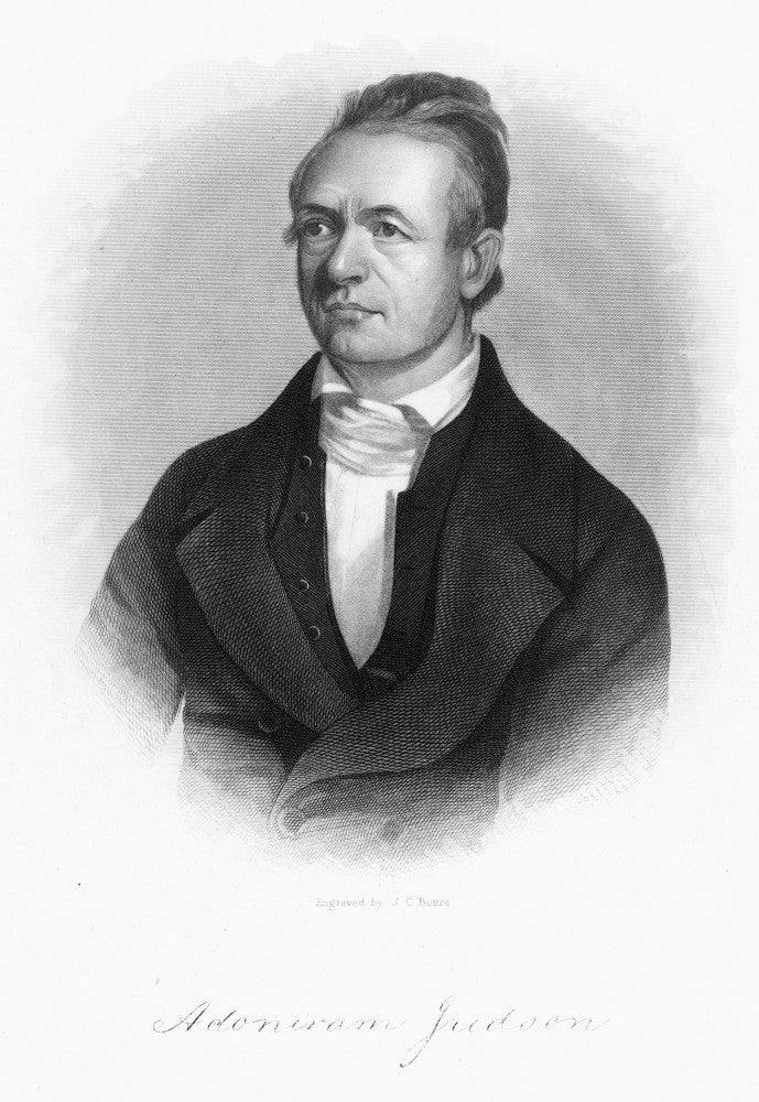 Adoniram Judson 19th Century Line and Mezzotint Engraving Poster Print