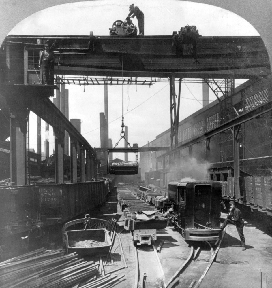 Steel Mill Stereograph Print - Cranes in Pittsburgh, C1905