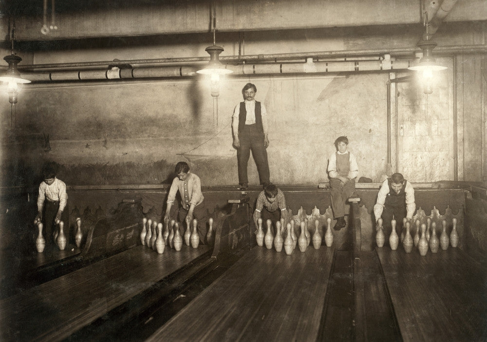 Bowling Alley, 1910: Boys at Work in Brooklyn by Lewis Hine - Fine Art Print