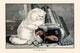 Cat with Paw in Fish Bowl Fine Art Print by E.B. & E.C. Kellogg