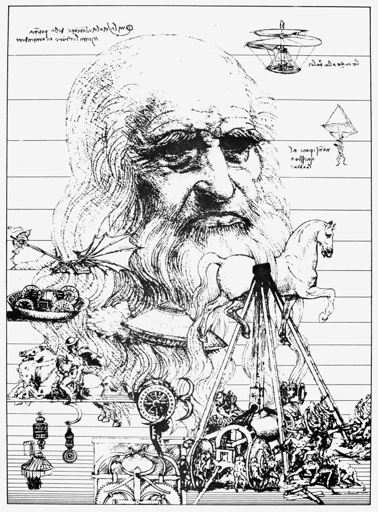 Leonardo Da Vinci Composite Drawings Fine Art Print by Granger Collection
