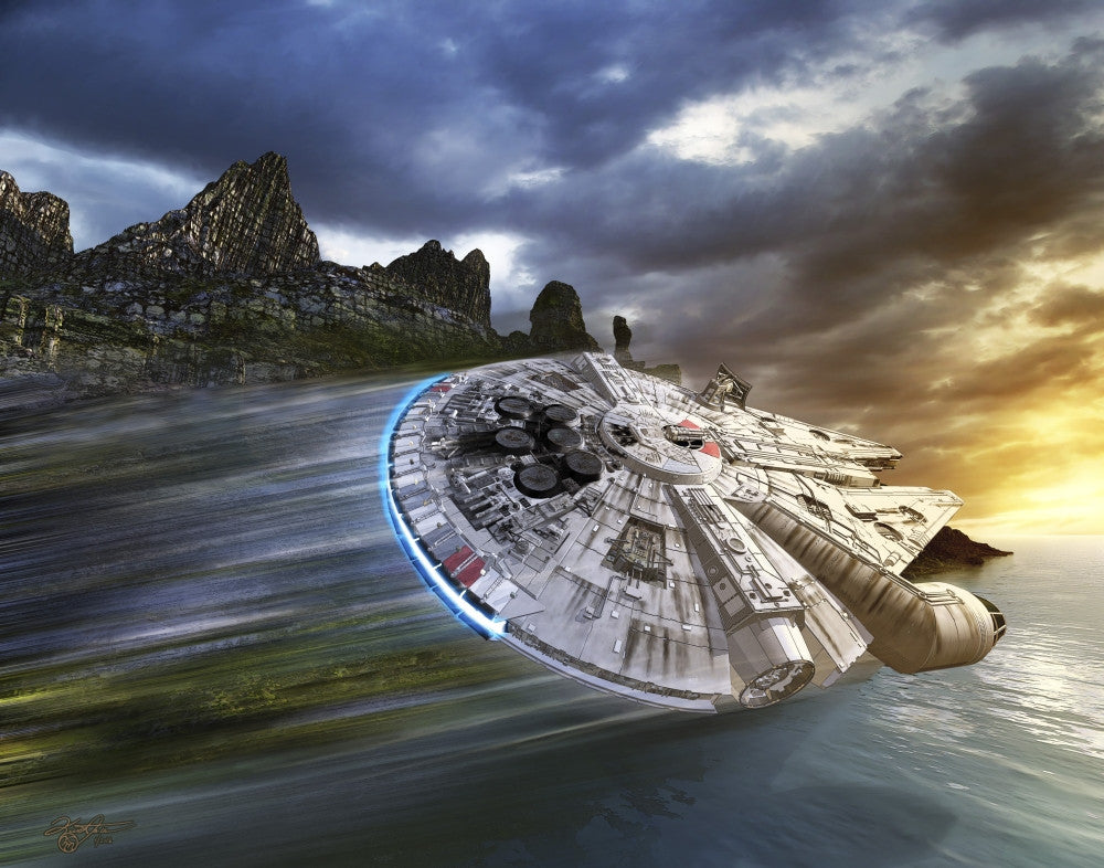 Star Wars Millennium Falcon Poster Print - In Search of Luke Skywalker