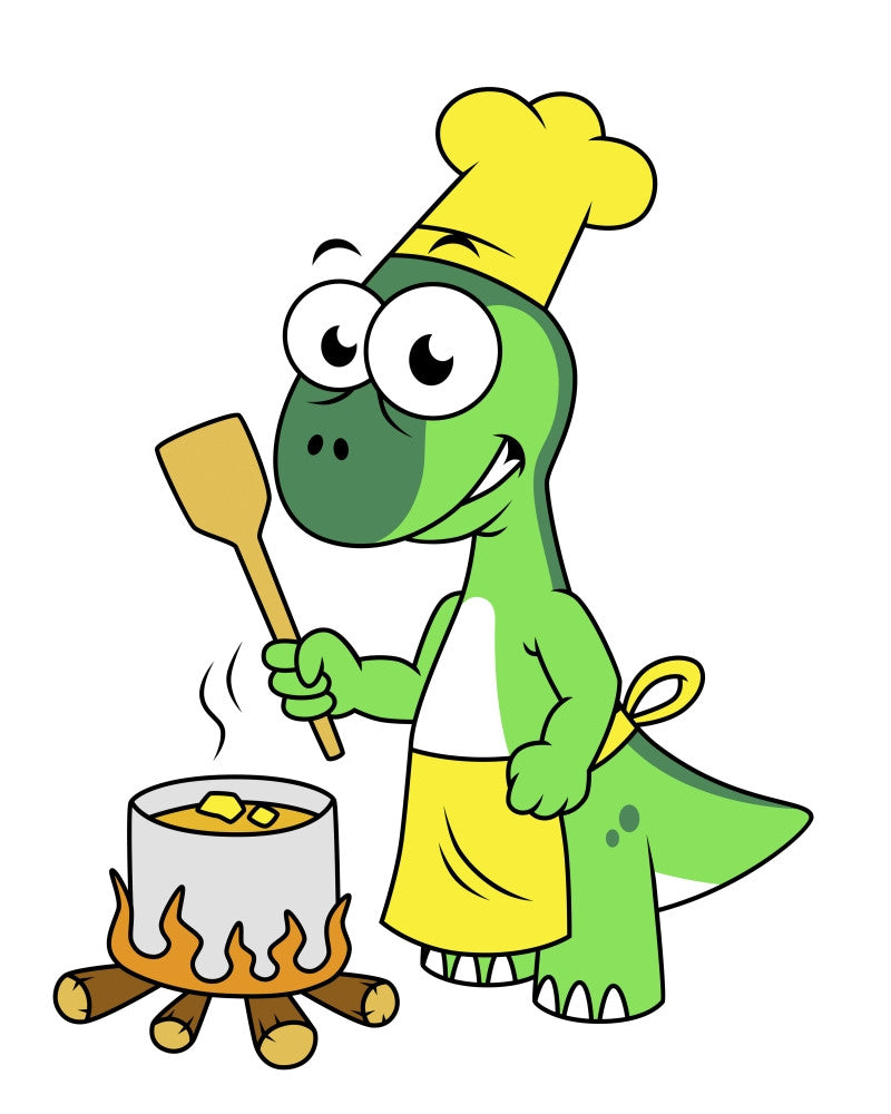 Parasaurolophus Dinosaur Cooking Fine Art Print | Posterazzi