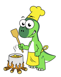 Parasaurolophus Dinosaur Cooking Fine Art Print | Posterazzi