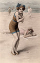 Women on the Beach Nostalgia Cards Fine Art Print