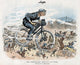 Bicycling Cartoon - 1893 American Magazine Fine Art Print by Granger Collection