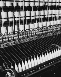 Spools of Thread in a Textile Factory Fine Art Print