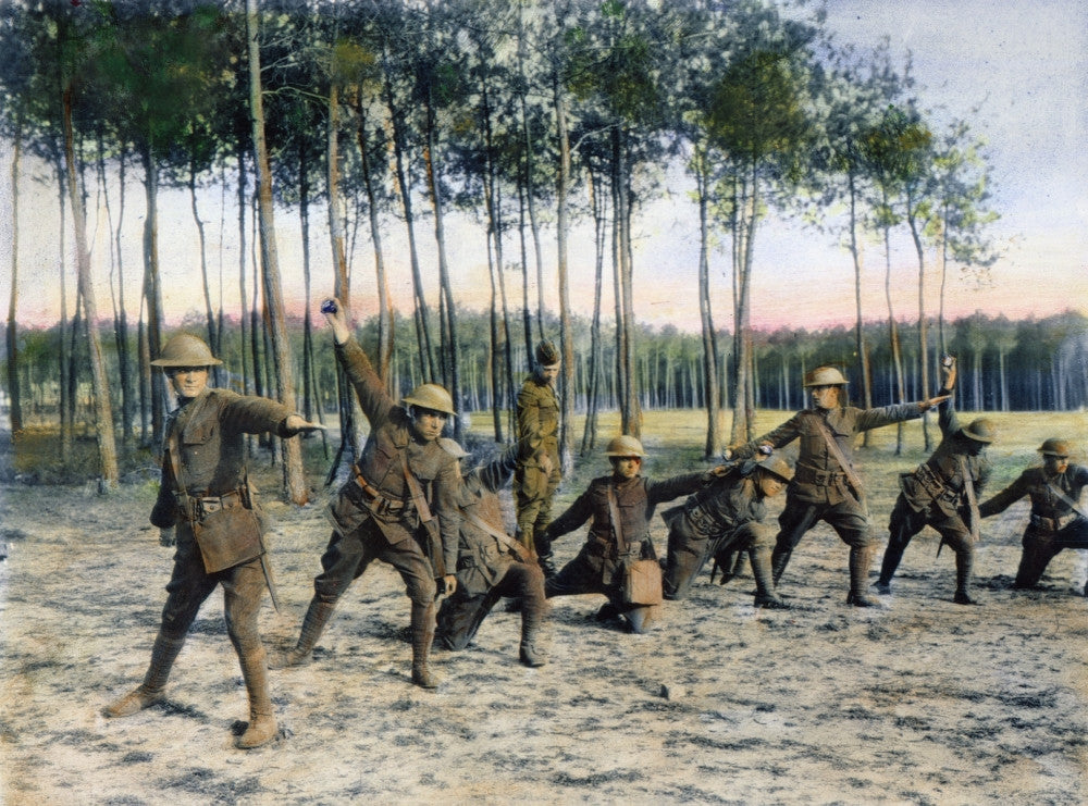 World War I Hand Grenade Drill Poster Print - U.S. Infantry at Le Mans