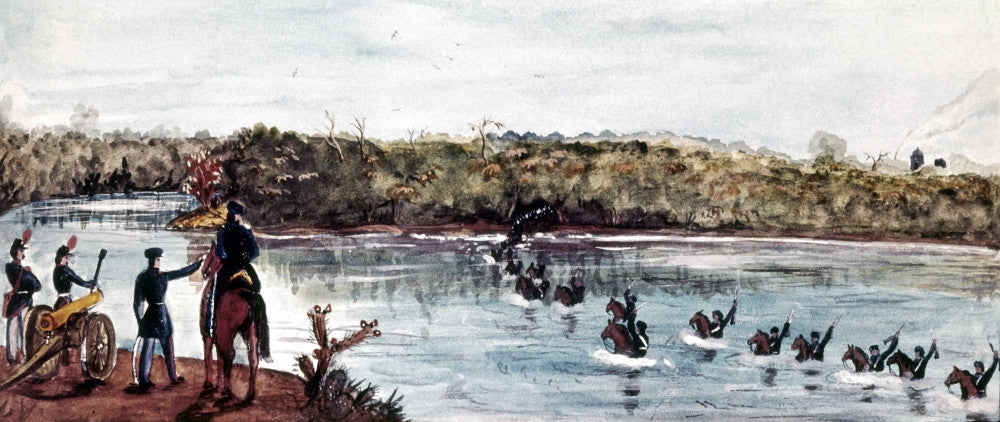 Mexican War: Harney's Dragoons Swimming the Rio Grande Fine Art Print