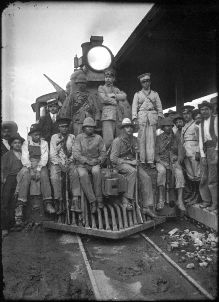 Mexican Revolution Soldiers on a Locomotive Fine Art Print by Granger Collection