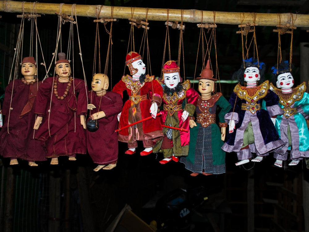 Marionettes for Sale at Bagan Market, Mandalay Fine Art Print
