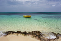 Lone Boat in Turquoise Waters - Frederiksted, St. Croix Print by Jenna Szerlag