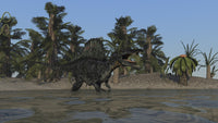 Spinosaurus Hunting for Food in Prehistoric Waters Poster Print