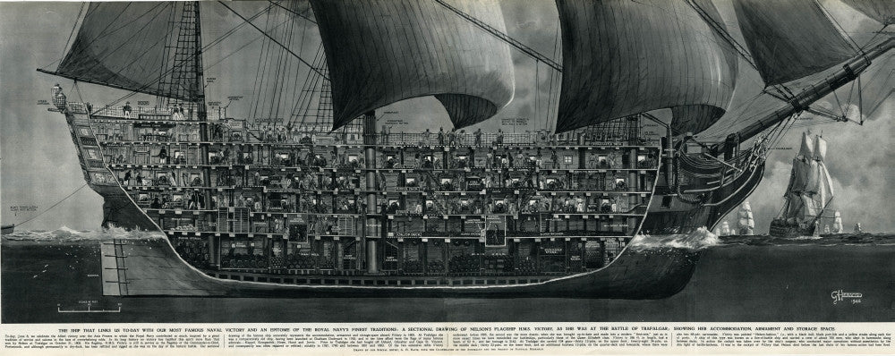 Nelson's Flagship HMS Victory Fine Art Print by G. H. Davis