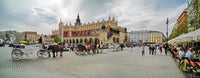 Horse Coaches and Cloth Hall at Market Square, Krakow Fine Art Print