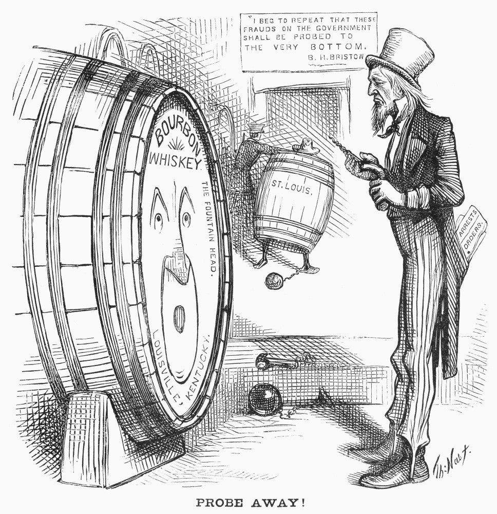 Whiskey Ring Cartoon Print - 'Probe Away!' by Thomas Nast, 1876