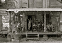 African American and White Store Owner on Country Store Porch Poster Print