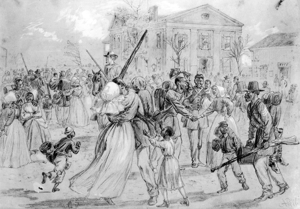 Civil War Black Troops Poster Print by Alfred R. Waud - 1866 Pencil Drawing