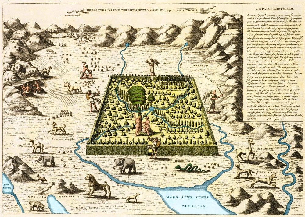 Map of the Garden of Eden, 1675 Fine Art Print by Science Source
