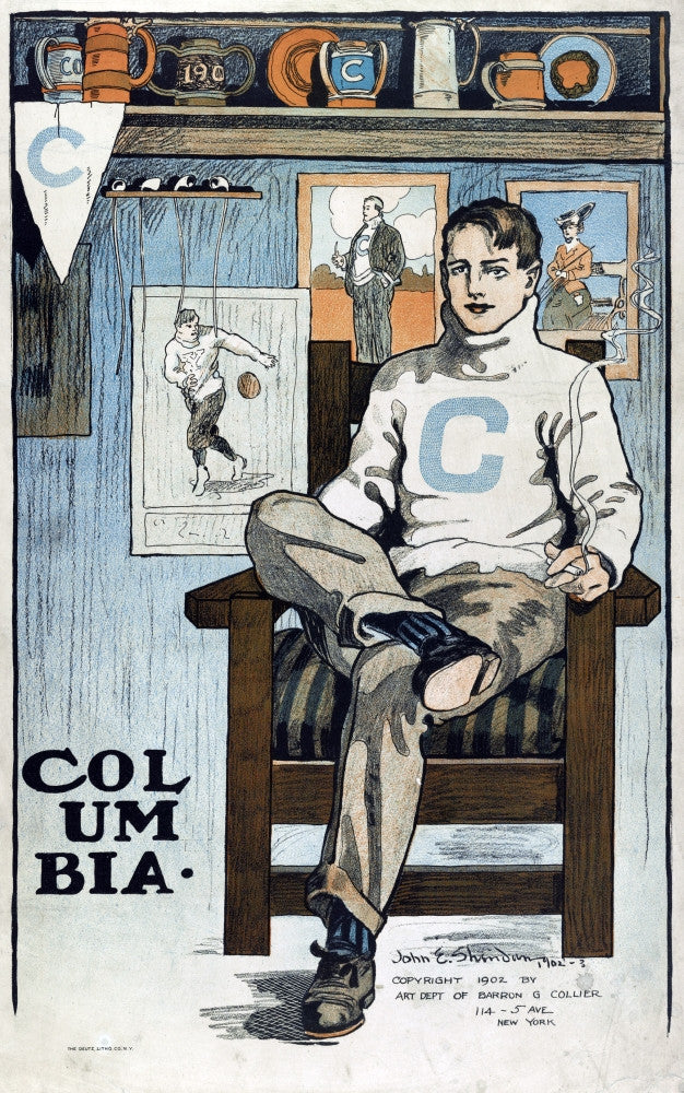Columbia University Student Seated Smoking Fine Art Print by John E. Sheridan