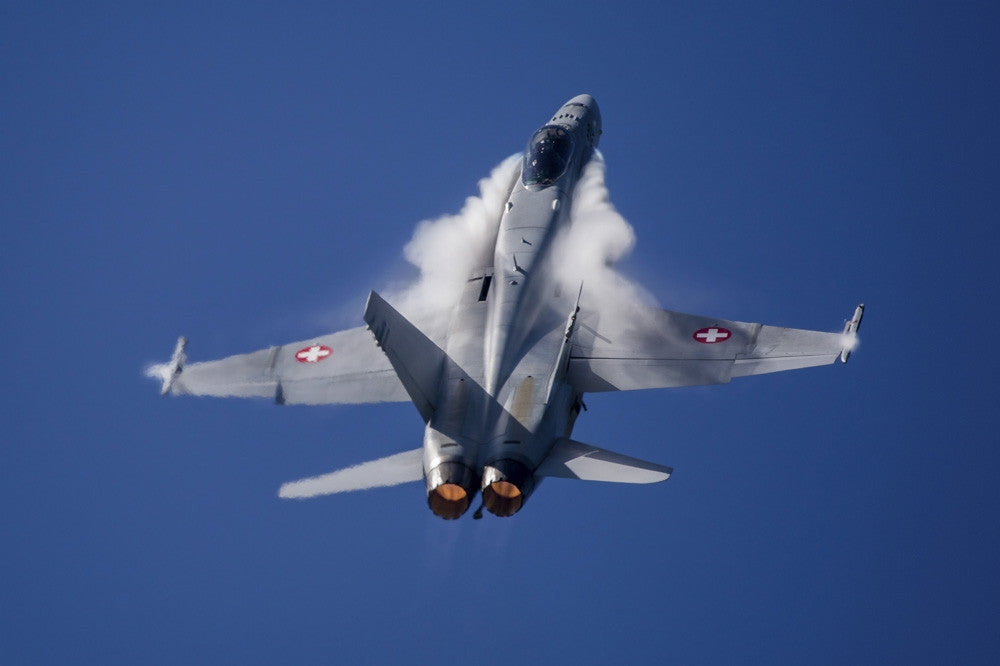 Swiss Air Force F-18C Fine Art Print - 9G Pull-Up by Timm Ziegenthaler