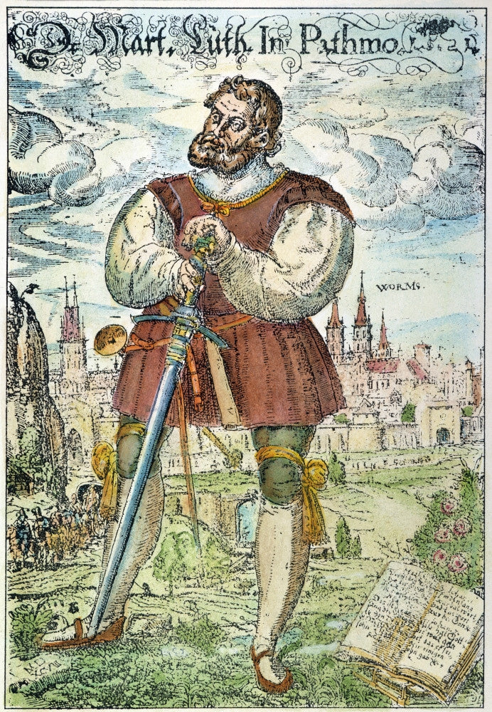 Martin Luther as a Knight - Historical Etching Print by Heinrich G. Ding