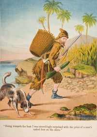 Chromolithographic Illustration from Life and Adventures of Robinson Crusoe by Daniel Defoe - Vintage Poster Print