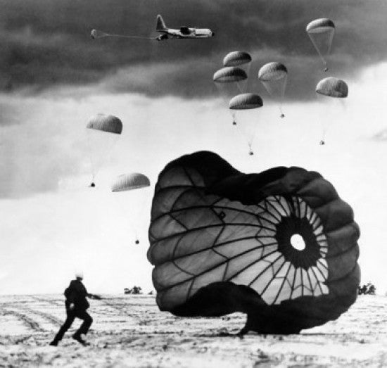 Paratroopers Military Airplane Poster Print - Fine Art Decor