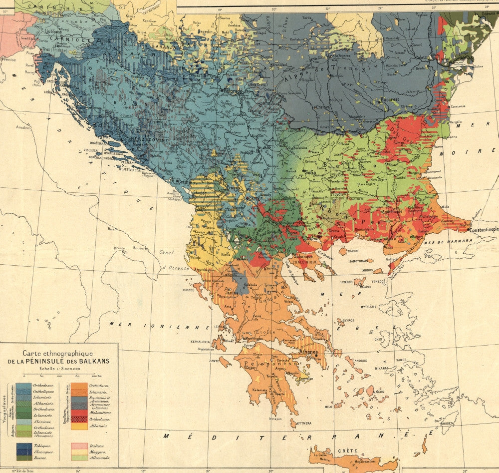 Carte Ethnographique de la Péninsule des Balkans Fine Art Print