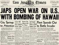 Pearl Harbor Headline 1941 Los Angeles Times Front Page Print