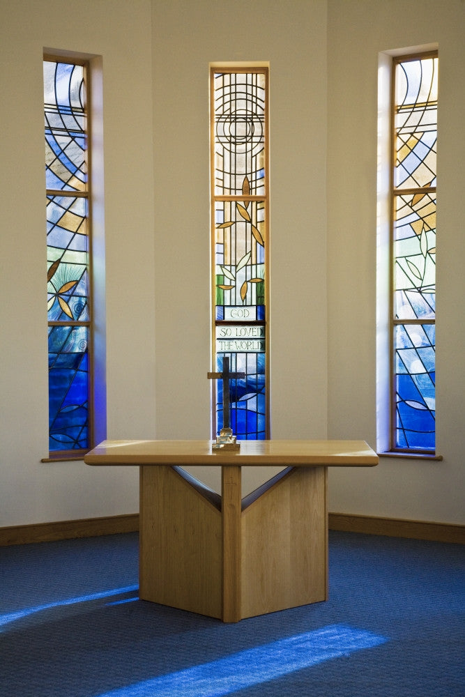 Stained Glass Church Interior Fine Art Print by John Doornkamp