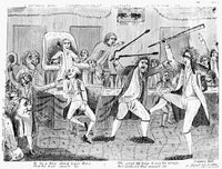 Congressional Pugilists - 1798 American Cartoon Engraving Print by Granger Collection