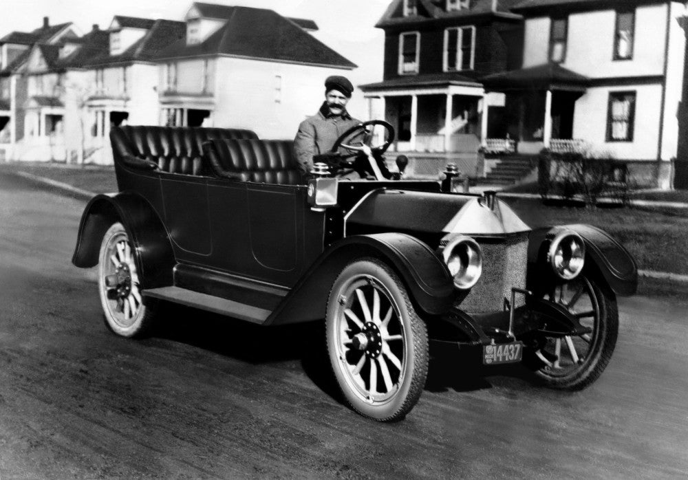 Racecar Driver Louis Chevrolet with His 1911 Experimental Car Poster Print